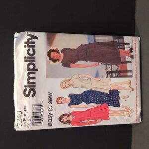 Simplicity 7240 Easy to Sew Vintage Women's Dress Separates Size P (12, 14, 16)
